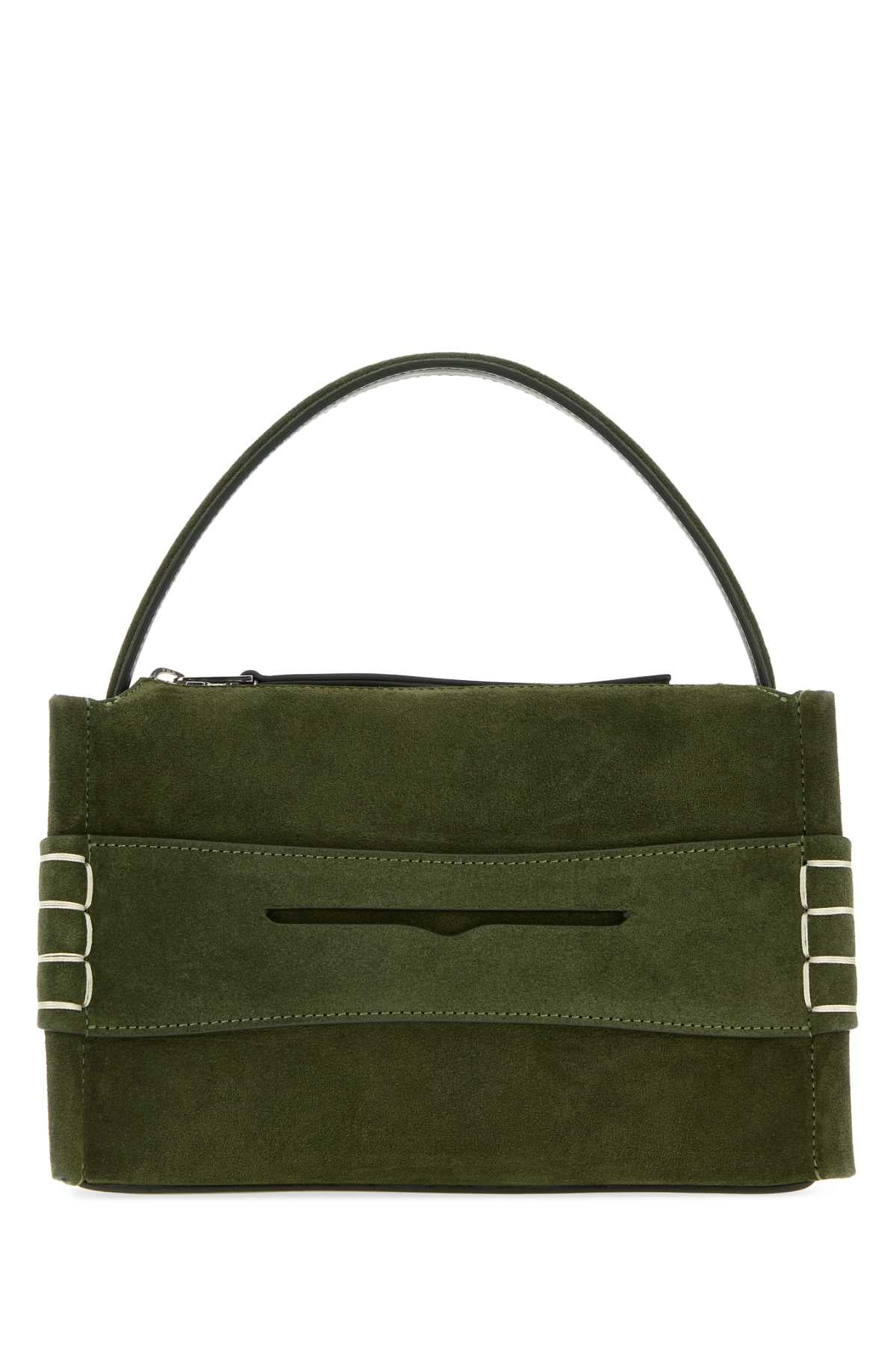 Jw Anderson Women Olive Green Suede Small Loafer Handbag