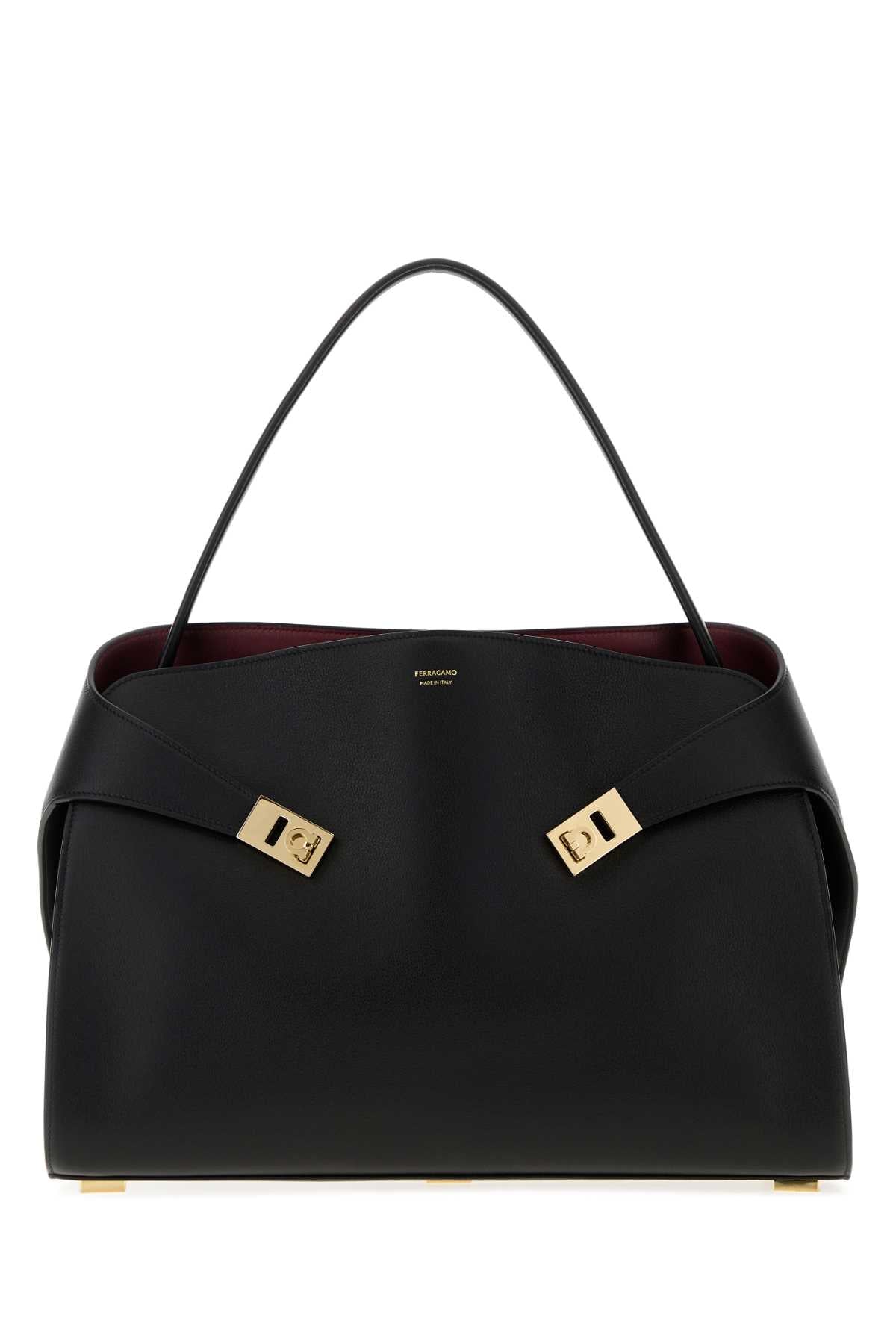 SALVATORE FERRAGAMO Salvatore Ferragamo Women Black Leather Large Hug Soft Shoulder Bag