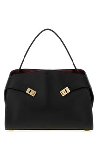 SALVATORE FERRAGAMO Salvatore Ferragamo Women Black Leather Large Hug Soft Shoulder Bag
