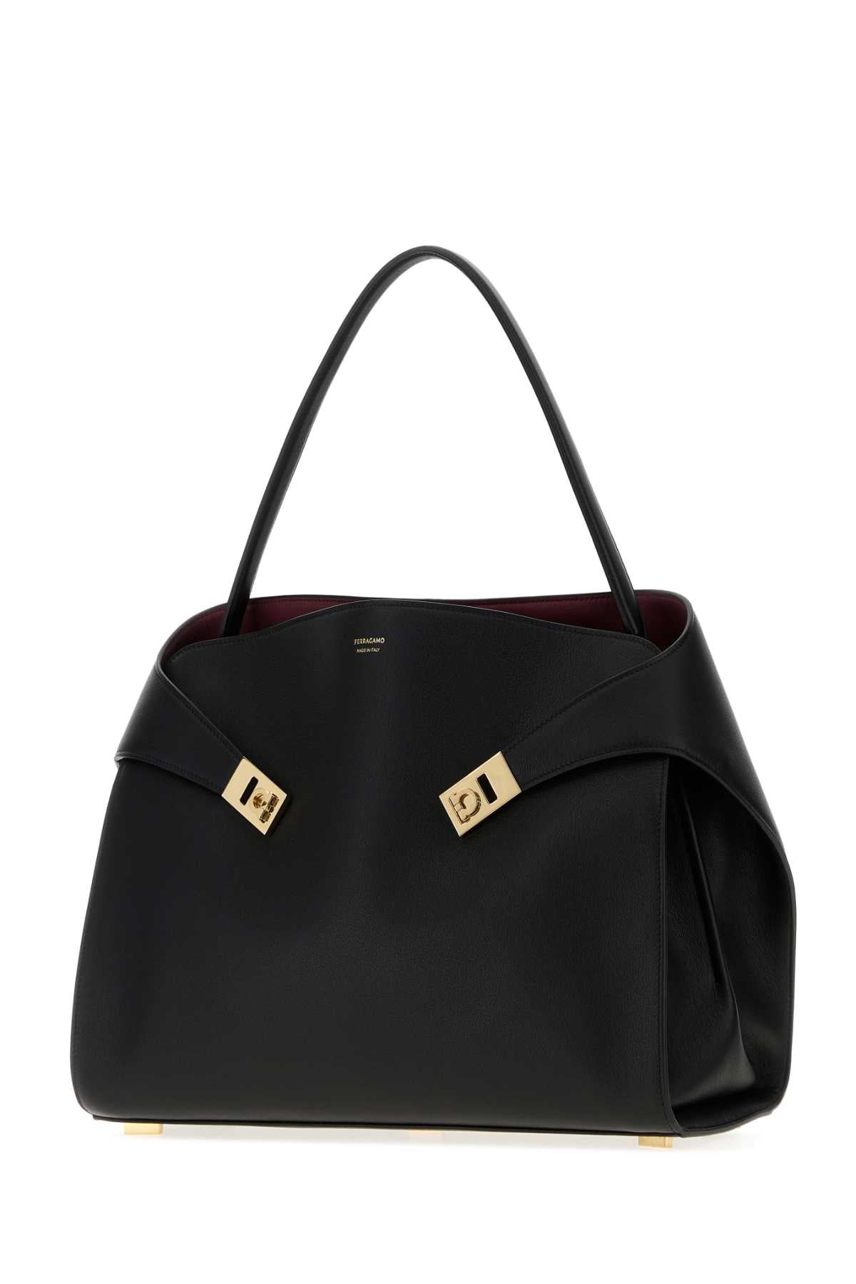 SALVATORE FERRAGAMO Salvatore Ferragamo Women Black Leather Large Hug Soft Shoulder Bag