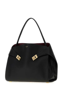 SALVATORE FERRAGAMO Salvatore Ferragamo Women Black Leather Large Hug Soft Shoulder Bag