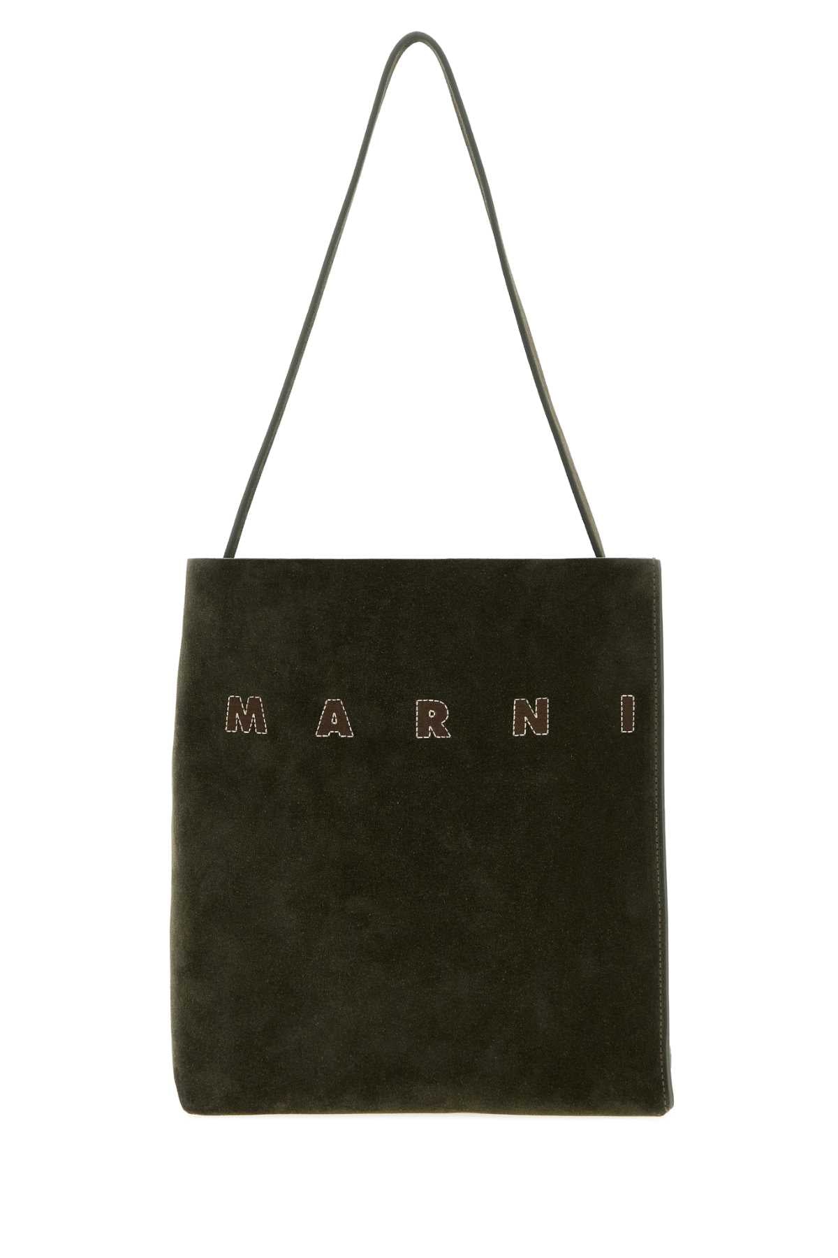 MARNI Marni Women Bottle Green Suede Small Museo Shoulder Bag