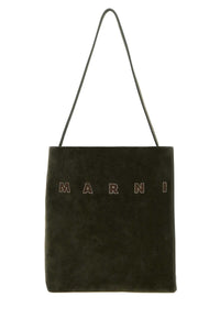 MARNI Marni Women Bottle Green Suede Small Museo Shoulder Bag