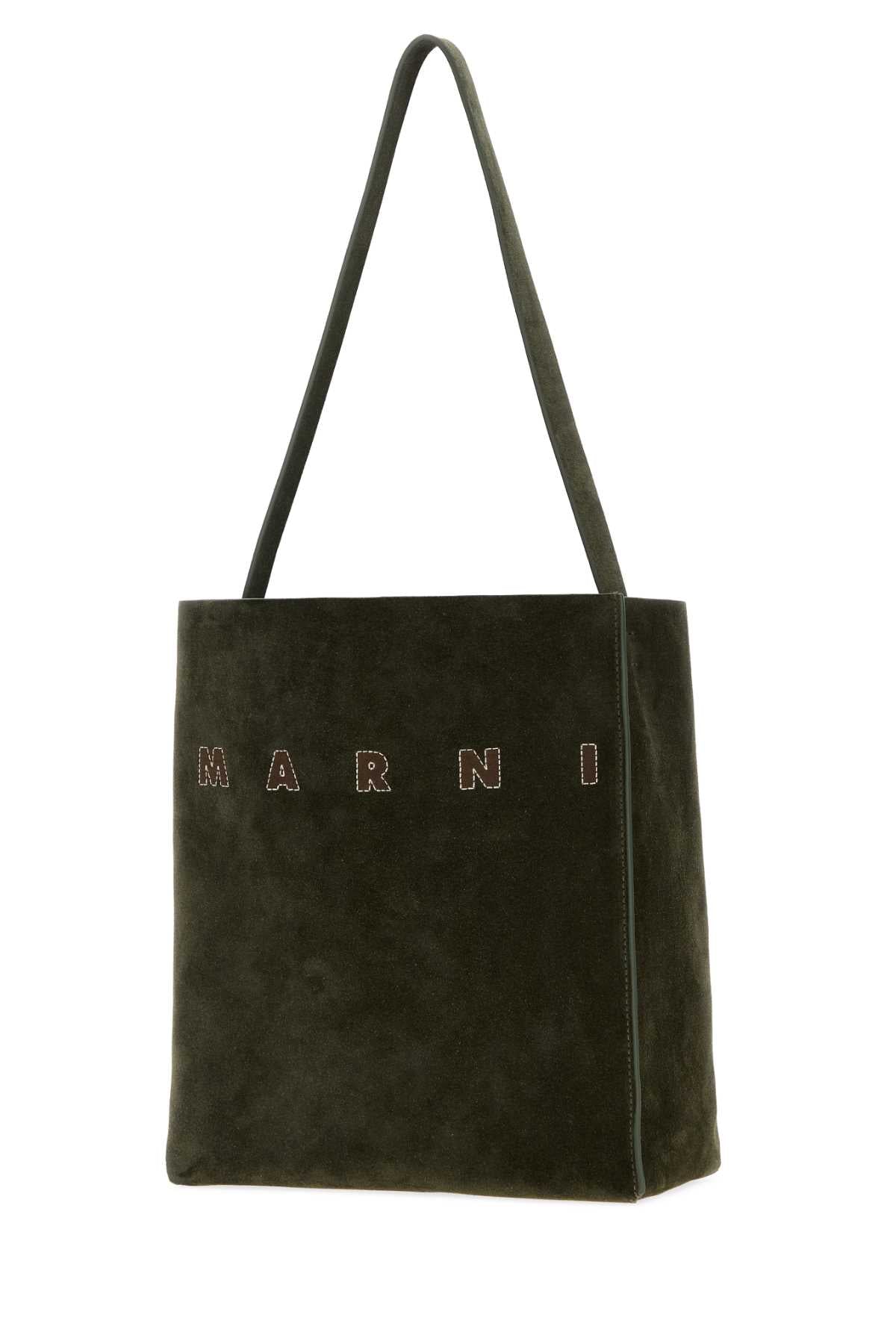 MARNI Marni Women Bottle Green Suede Small Museo Shoulder Bag