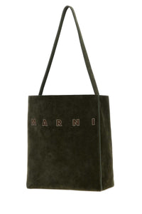 MARNI Marni Women Bottle Green Suede Small Museo Shoulder Bag