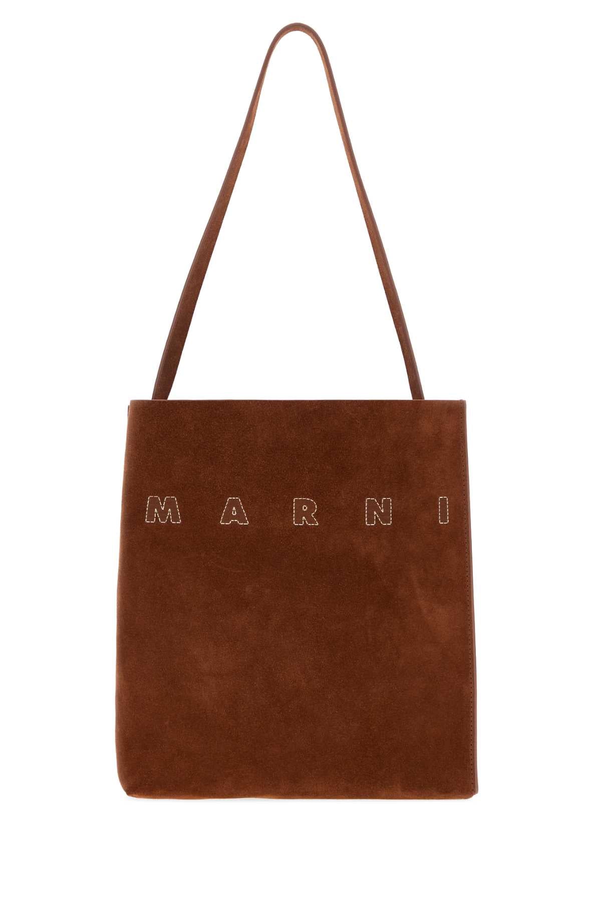 MARNI Marni Women Caramel Suede Small Museo Shoulder Bag