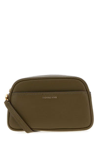 Michael By Michael Kors Women Olive Green Leather Jet Stet Crossbody Bag