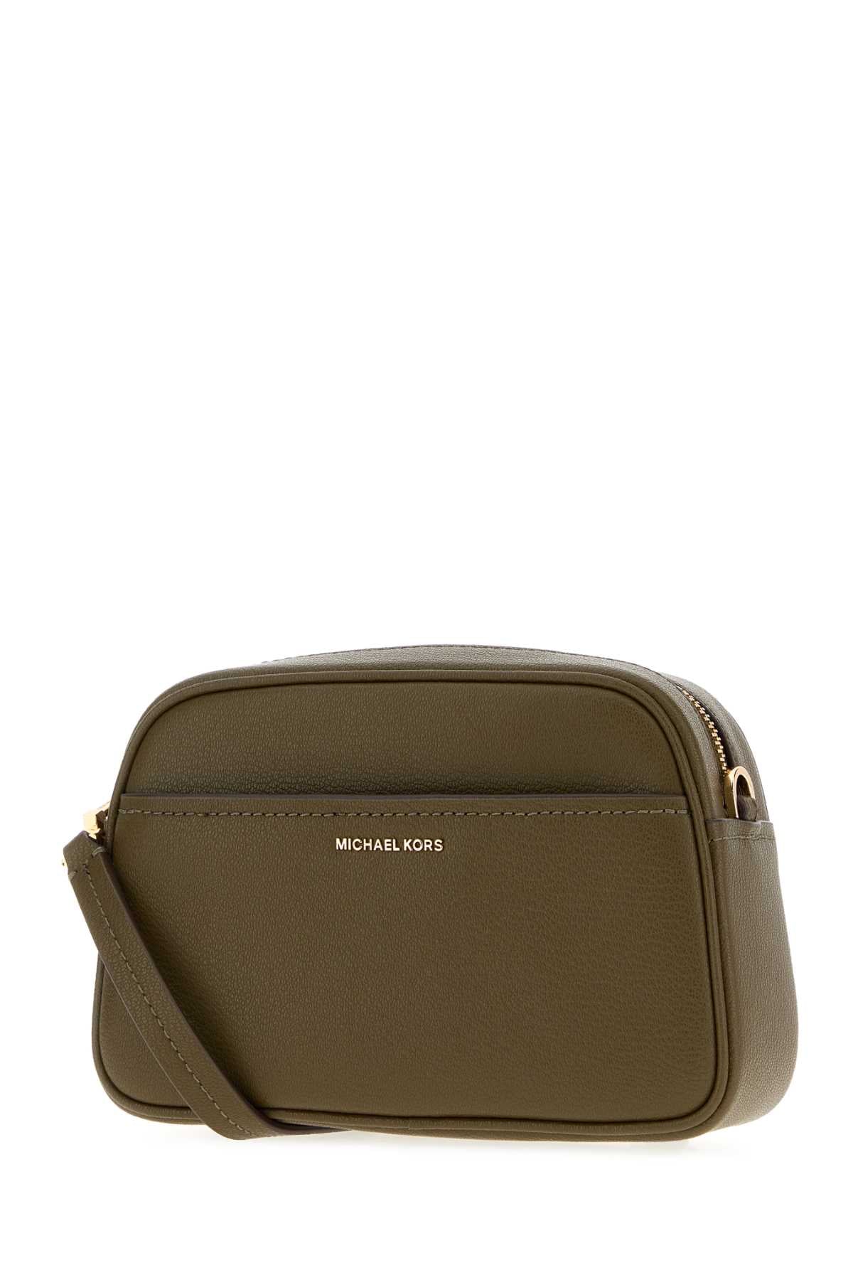 Michael By Michael Kors Women Olive Green Leather Jet Stet Crossbody Bag