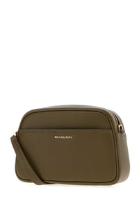 Michael By Michael Kors Women Olive Green Leather Jet Stet Crossbody Bag