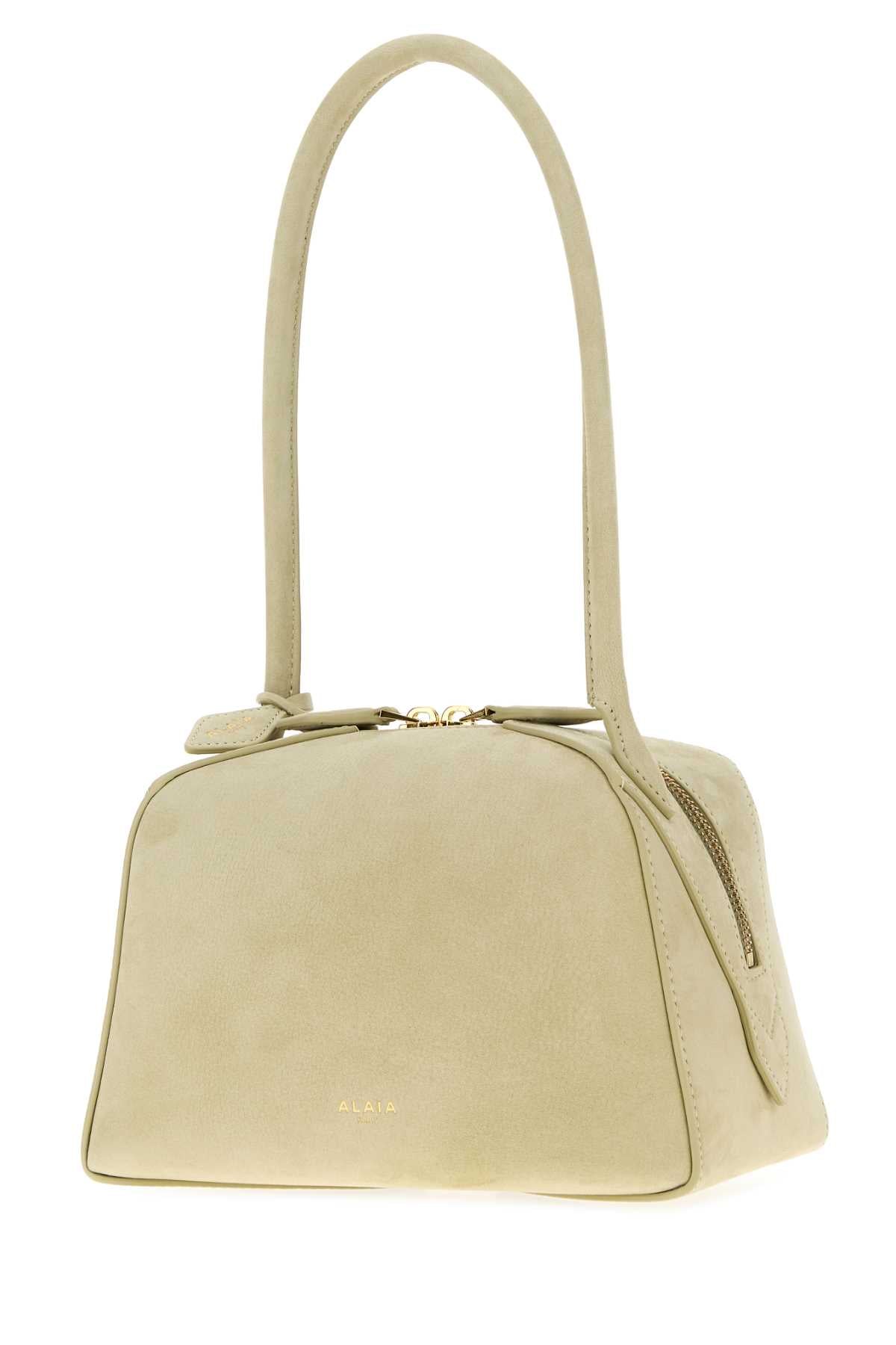 ALAIA Alaia Women Sage Green Suede Small Bouledogue Shoulder Bag