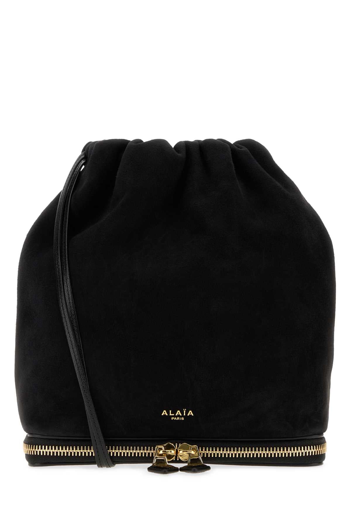 Alaia Women Black Suede Le Pochon Bucket Bag