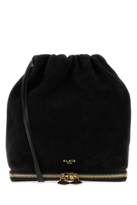 Alaia Women Black Suede Le Pochon Bucket Bag
