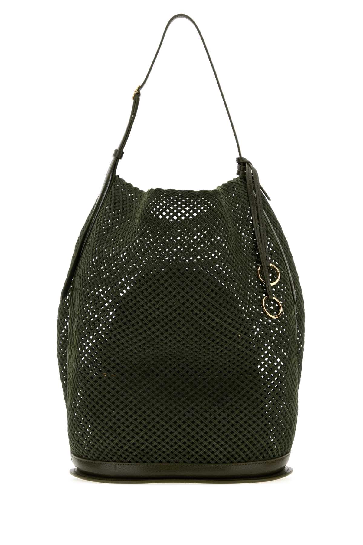 ALAIA Alaia Women Olive Green Mesh Large Hip Bucket Bag