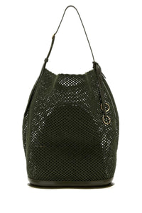 ALAIA Alaia Women Olive Green Mesh Large Hip Bucket Bag