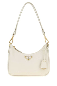 Prada Women Ivory Leather Mini Prada Re-Edition Shoulder Bag