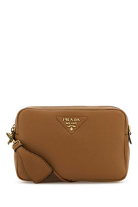 Prada Women Caramel Leather Crossbody Bag