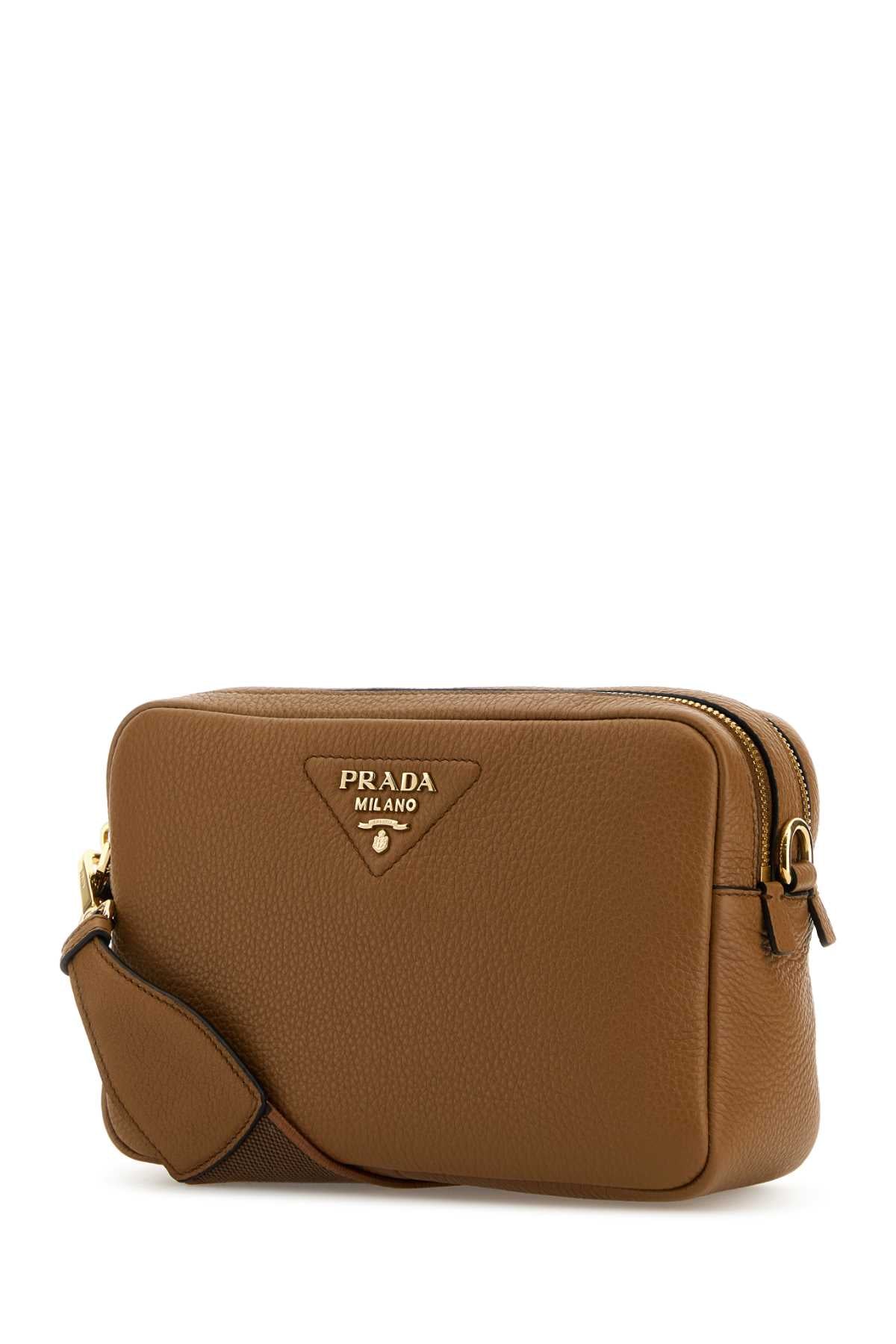 Prada Women Caramel Leather Crossbody Bag