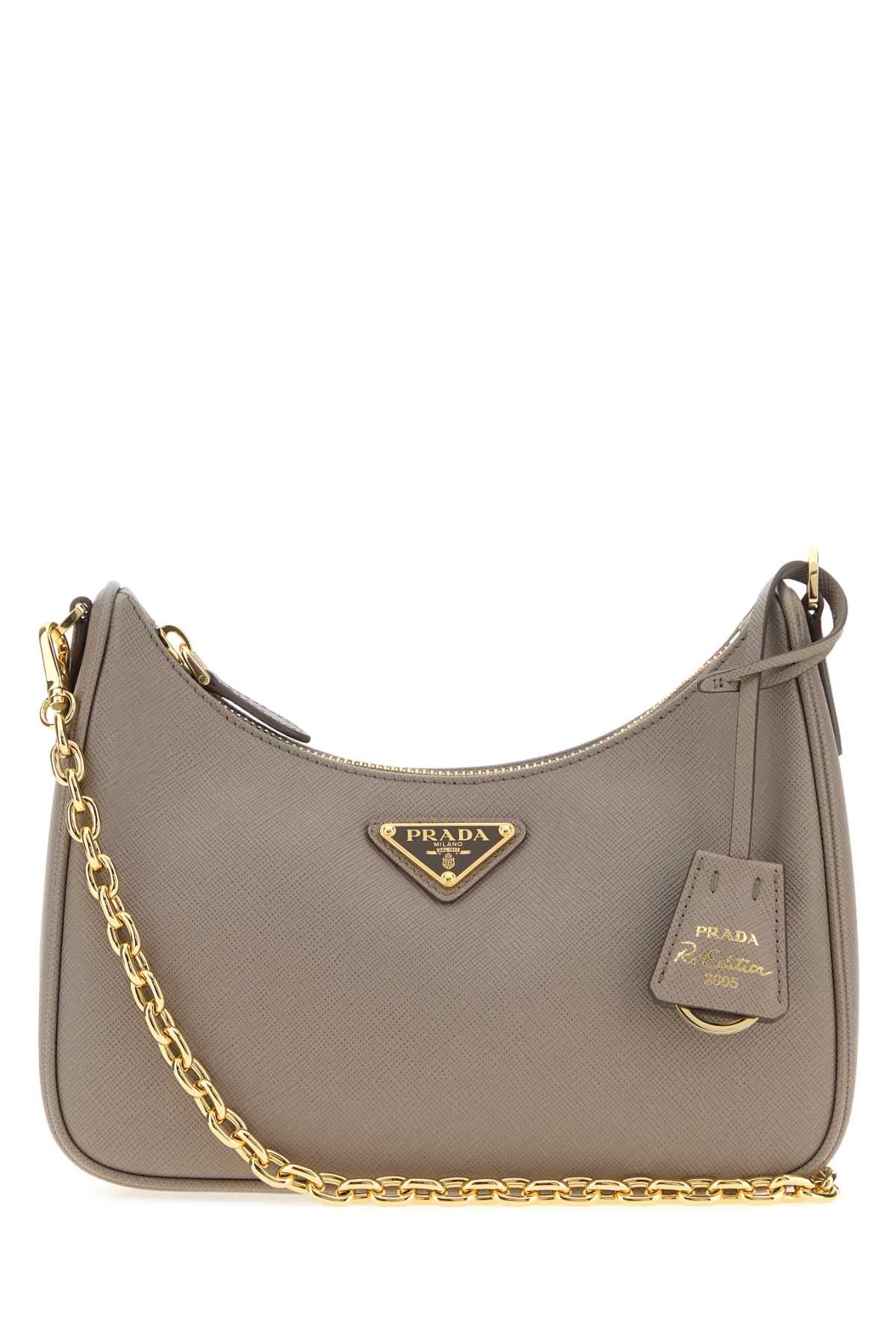 Prada Women Dark Grey Leather Re-Edition 2005 Shoulder Bag