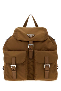 Prada Women Camel Canvas Backpack