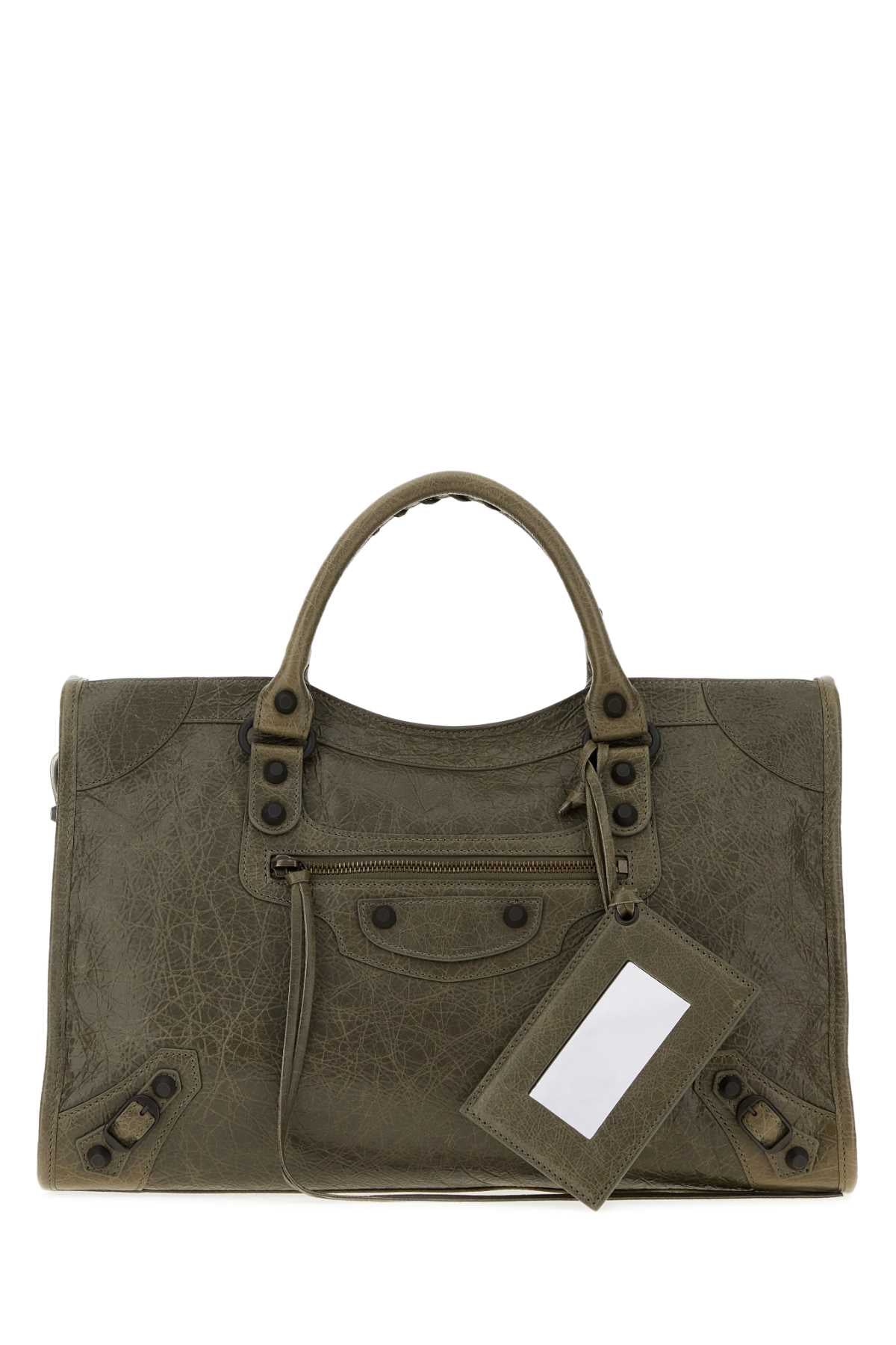 Balenciaga Women Army Green Leather Medium Le City Handbag