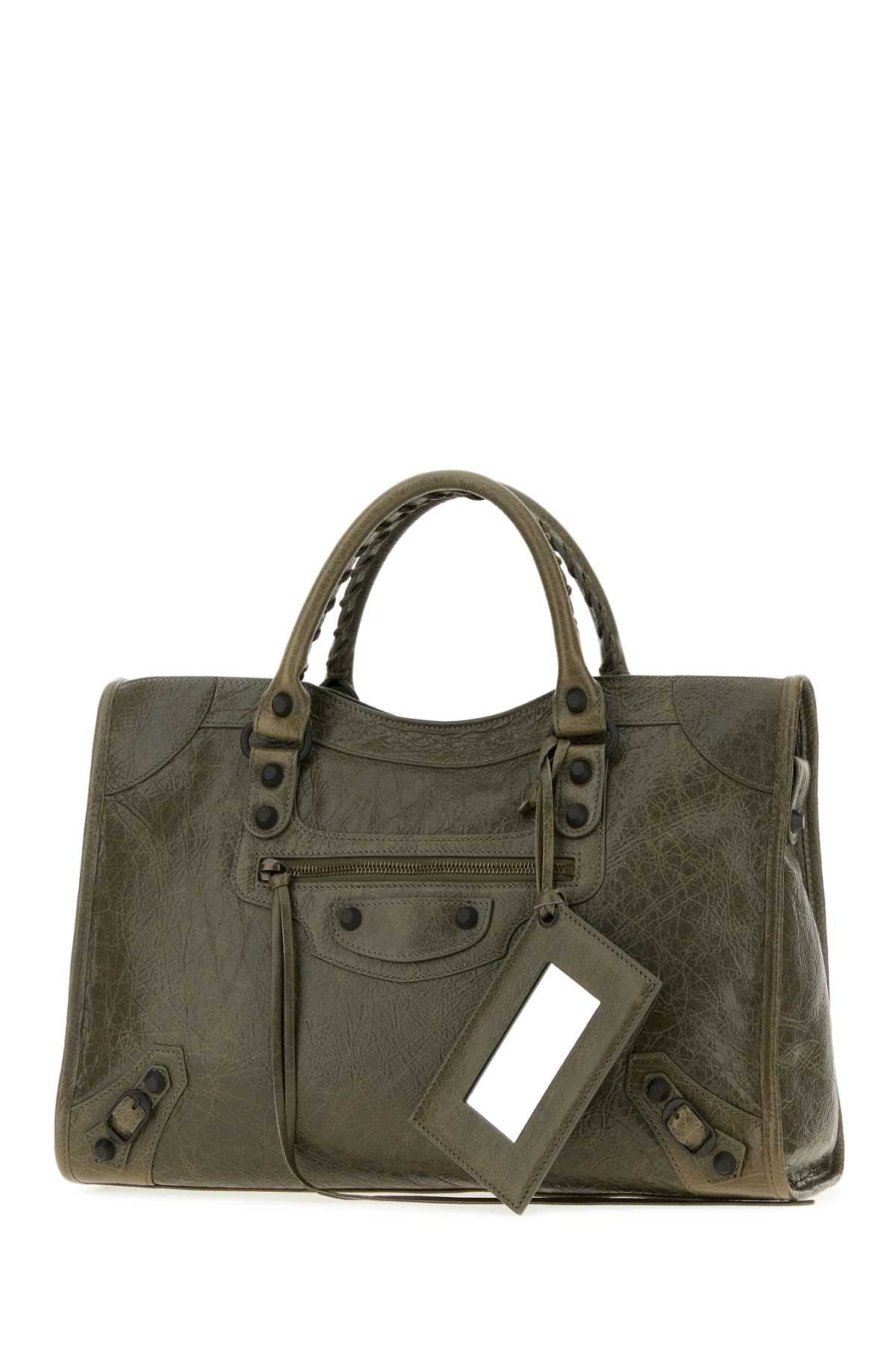 Balenciaga Women Army Green Leather Medium Le City Handbag