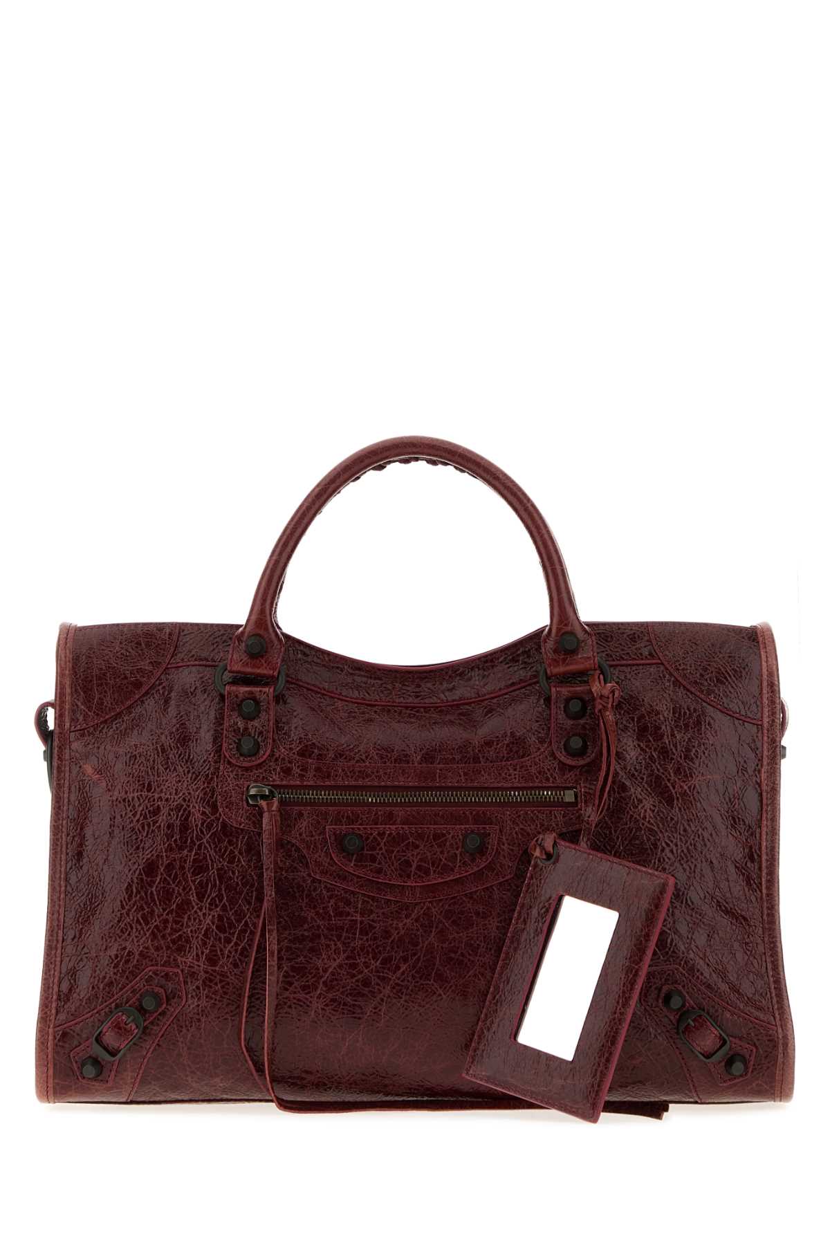Balenciaga Women Burgundy Leather Medium Le City Handbag