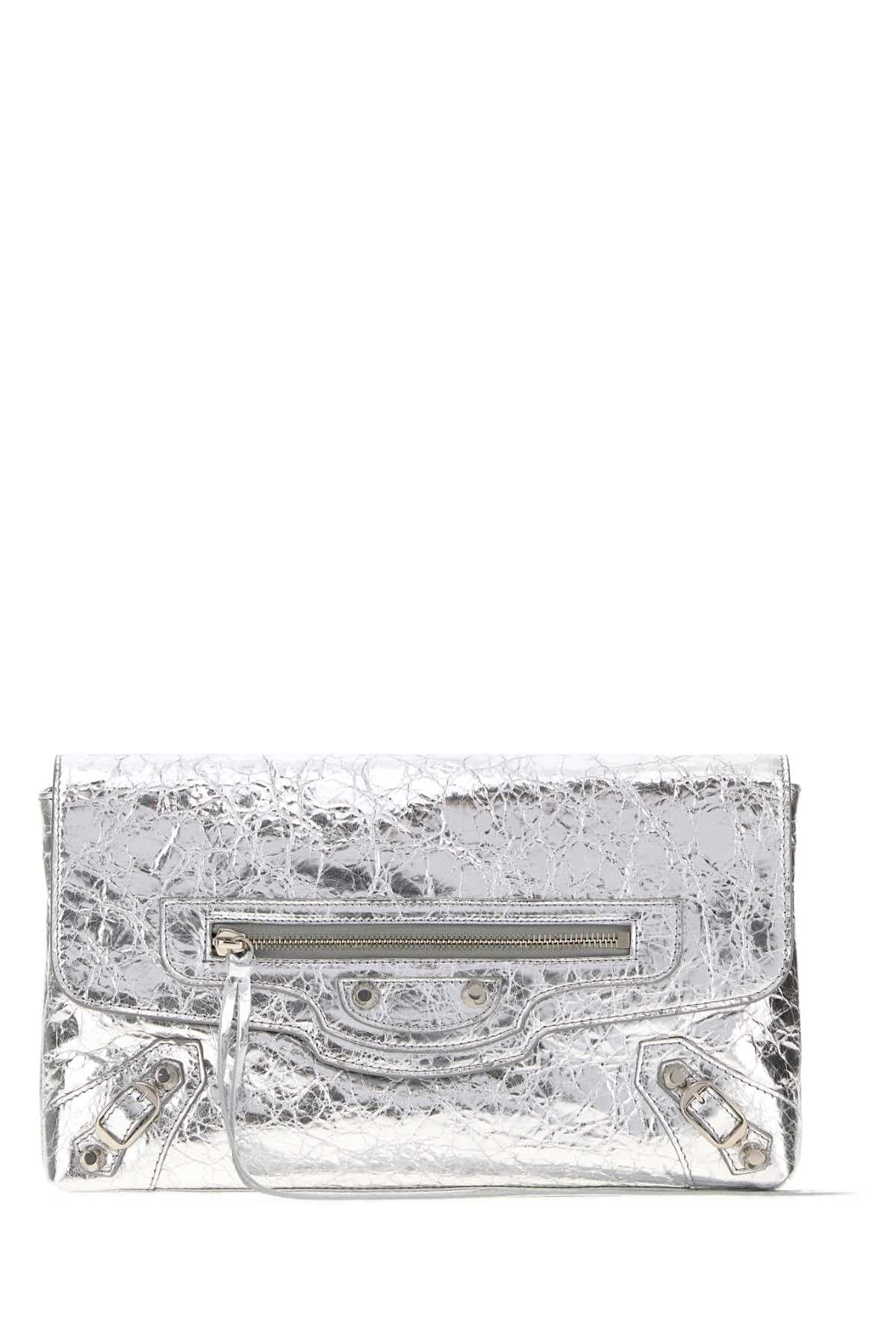 Balenciaga Women Silver Leather Le City Clutch
