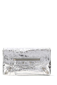 Balenciaga Women Silver Leather Le City Clutch