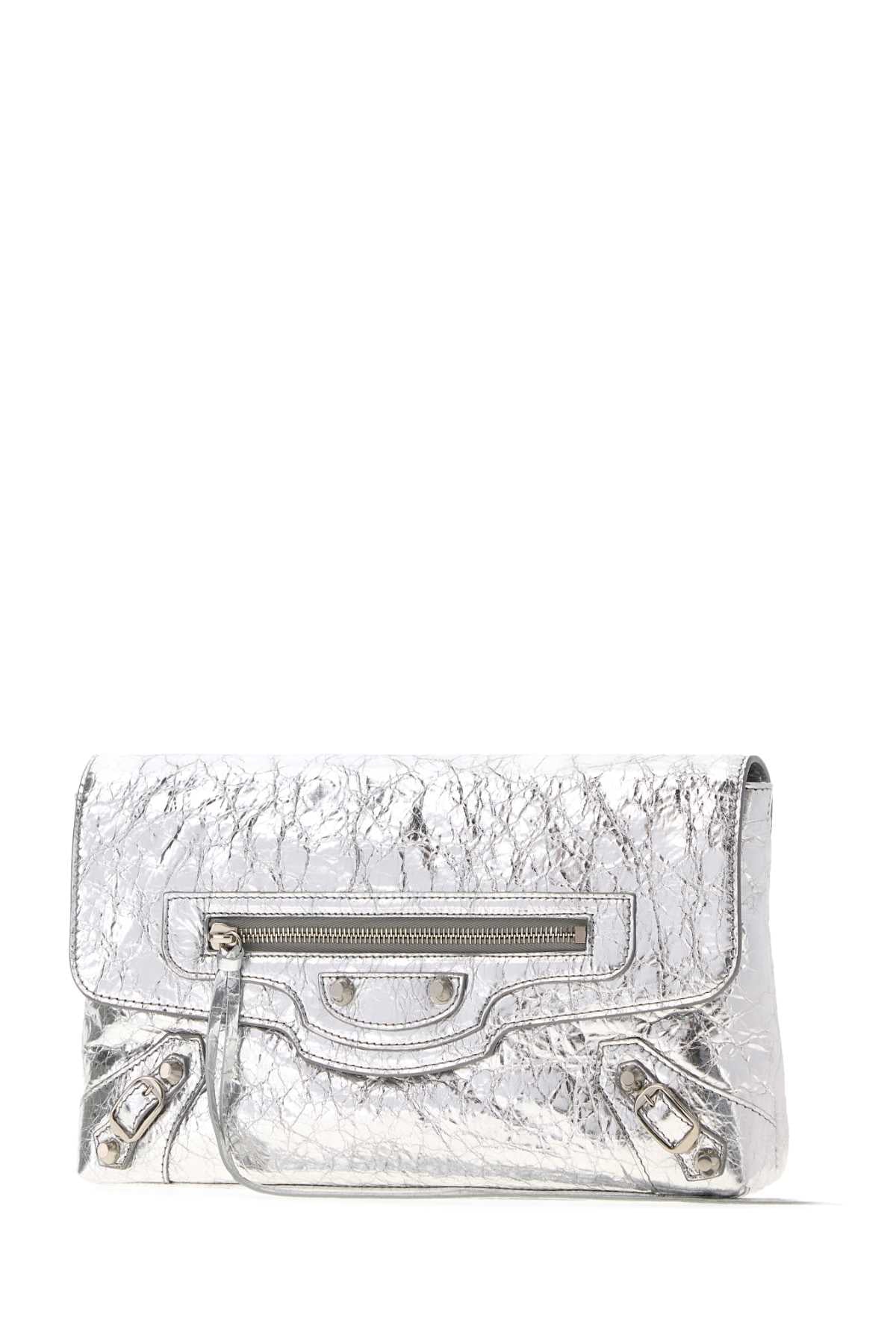Balenciaga Women Silver Leather Le City Clutch