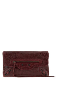Balenciaga Women Burgundy Leather Le City Clutch