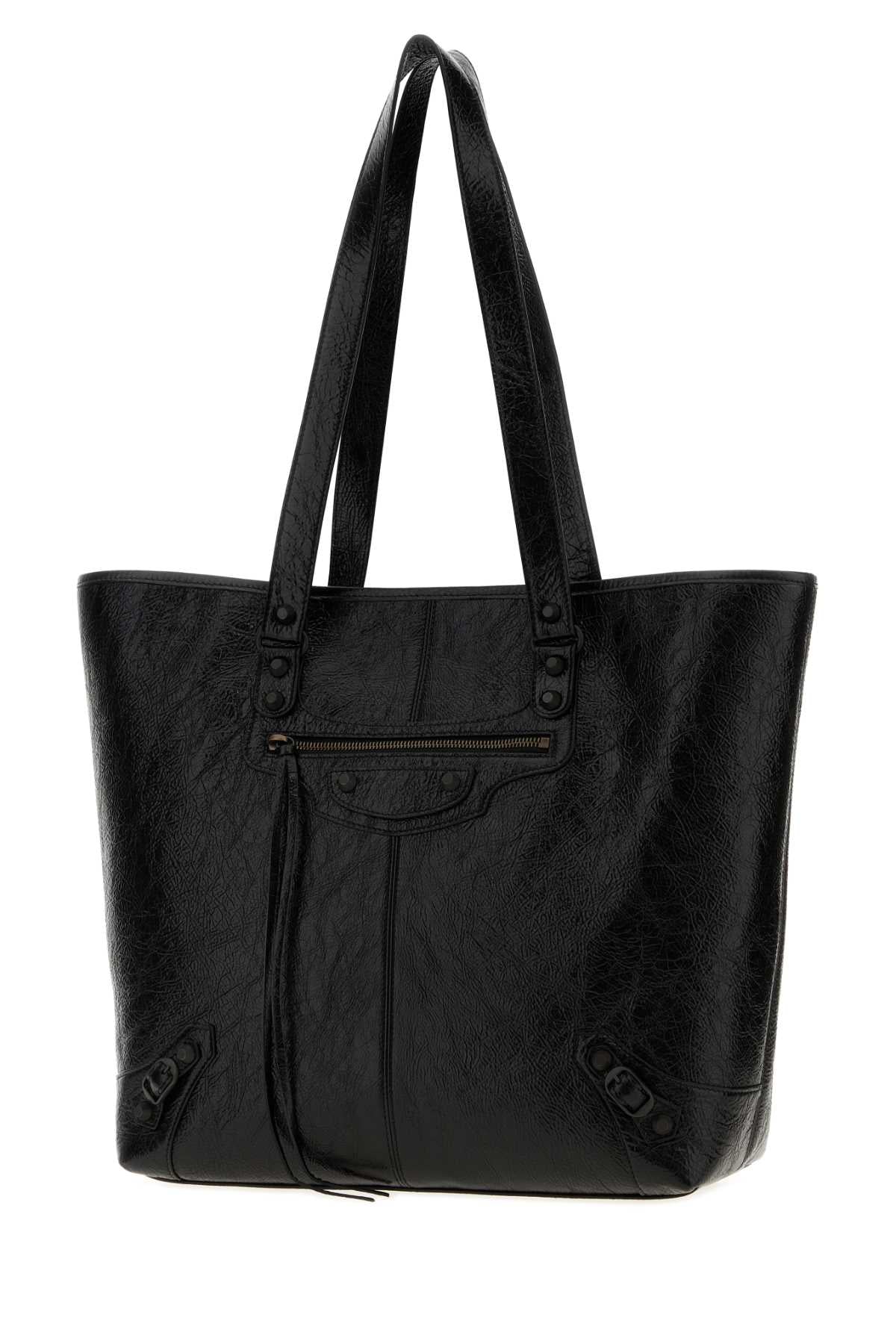Balenciaga Men Black Leather Le City Shopping Bag