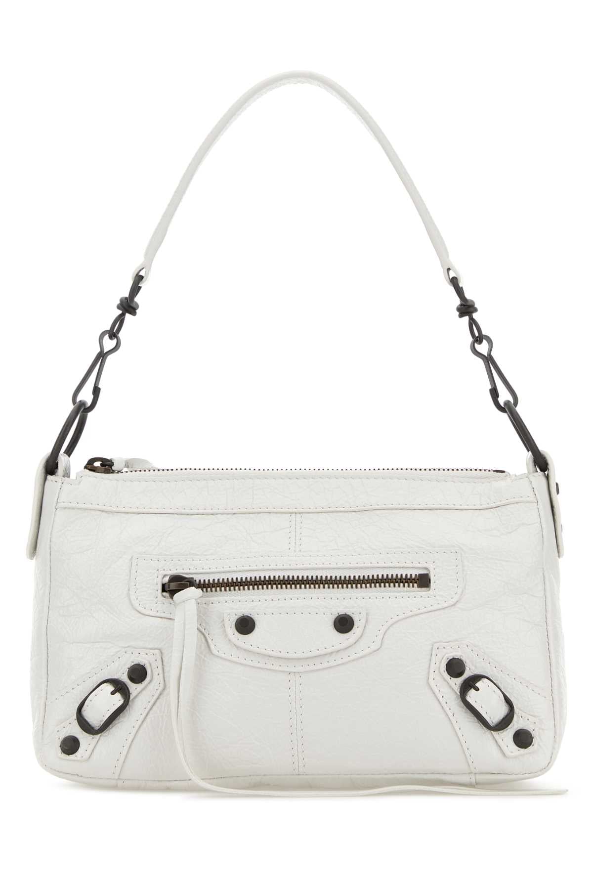 BALENCIAGA Balenciaga Women White Leather Mini Le City Moto Shoulder Bag