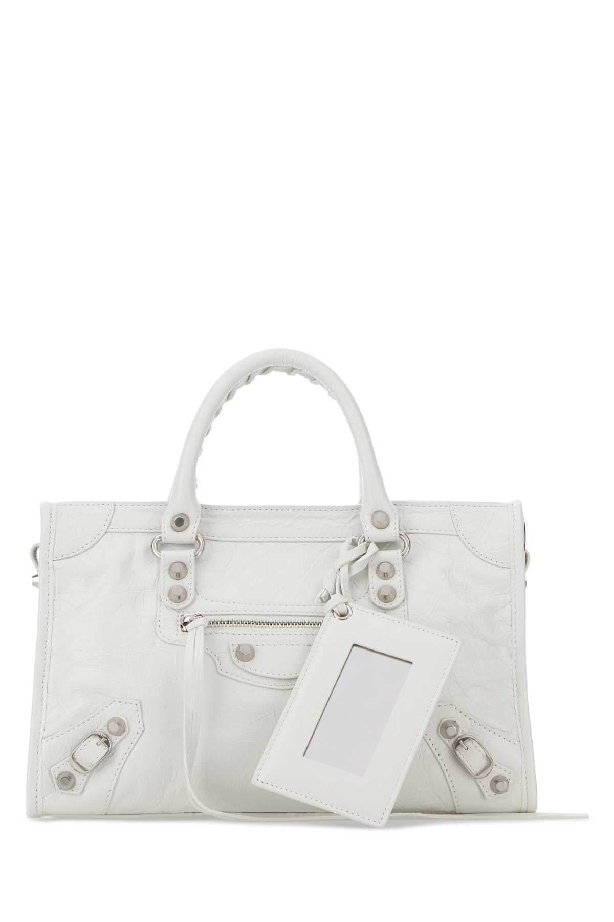 BALENCIAGA Balenciaga Women White Leather Small Le City Handbag