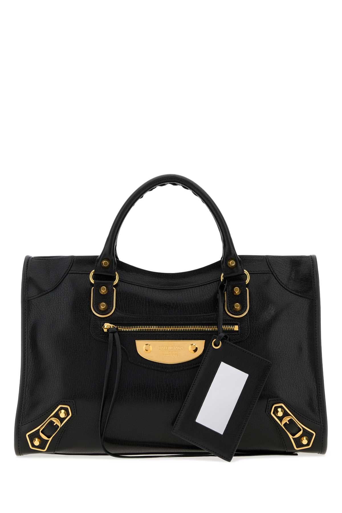 Balenciaga Women Black Leather Medium Le City Uptown Handbag