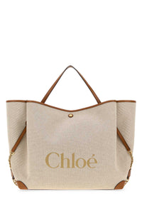 CHLOE Chloe Women Beige Canvas Chloe Clover Shopping Bag