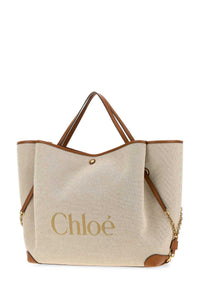 CHLOE Chloe Women Beige Canvas Chloe Clover Shopping Bag