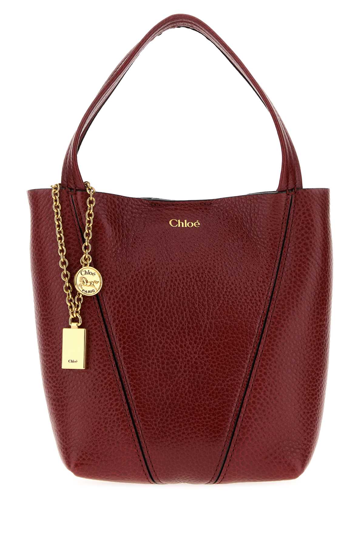 Chloe Women Tiziano Red Leather Small Spin Shopping Bag