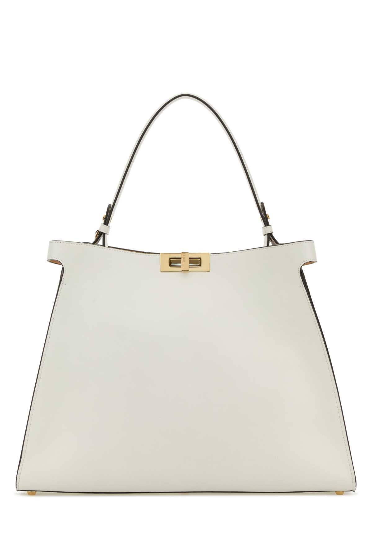 Fendi Women Ivory Leather Large Fendi Way Shopping Bag
