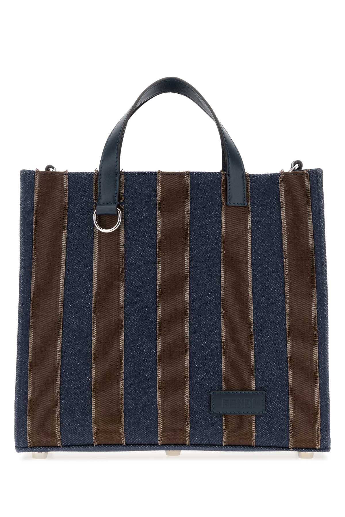 Fendi Men Embroidered Denim Pequin Shopping Bag