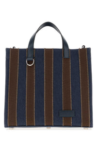 Fendi Men Embroidered Denim Pequin Shopping Bag
