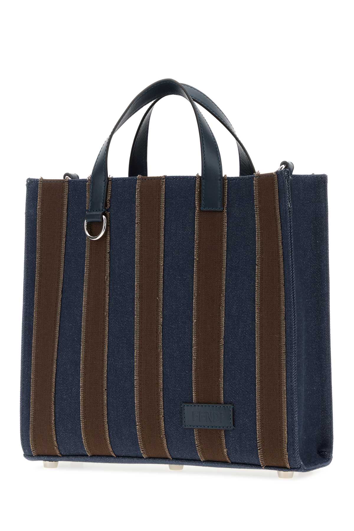 Fendi Men Embroidered Denim Pequin Shopping Bag