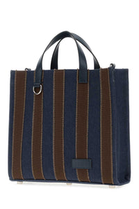 Fendi Men Embroidered Denim Pequin Shopping Bag