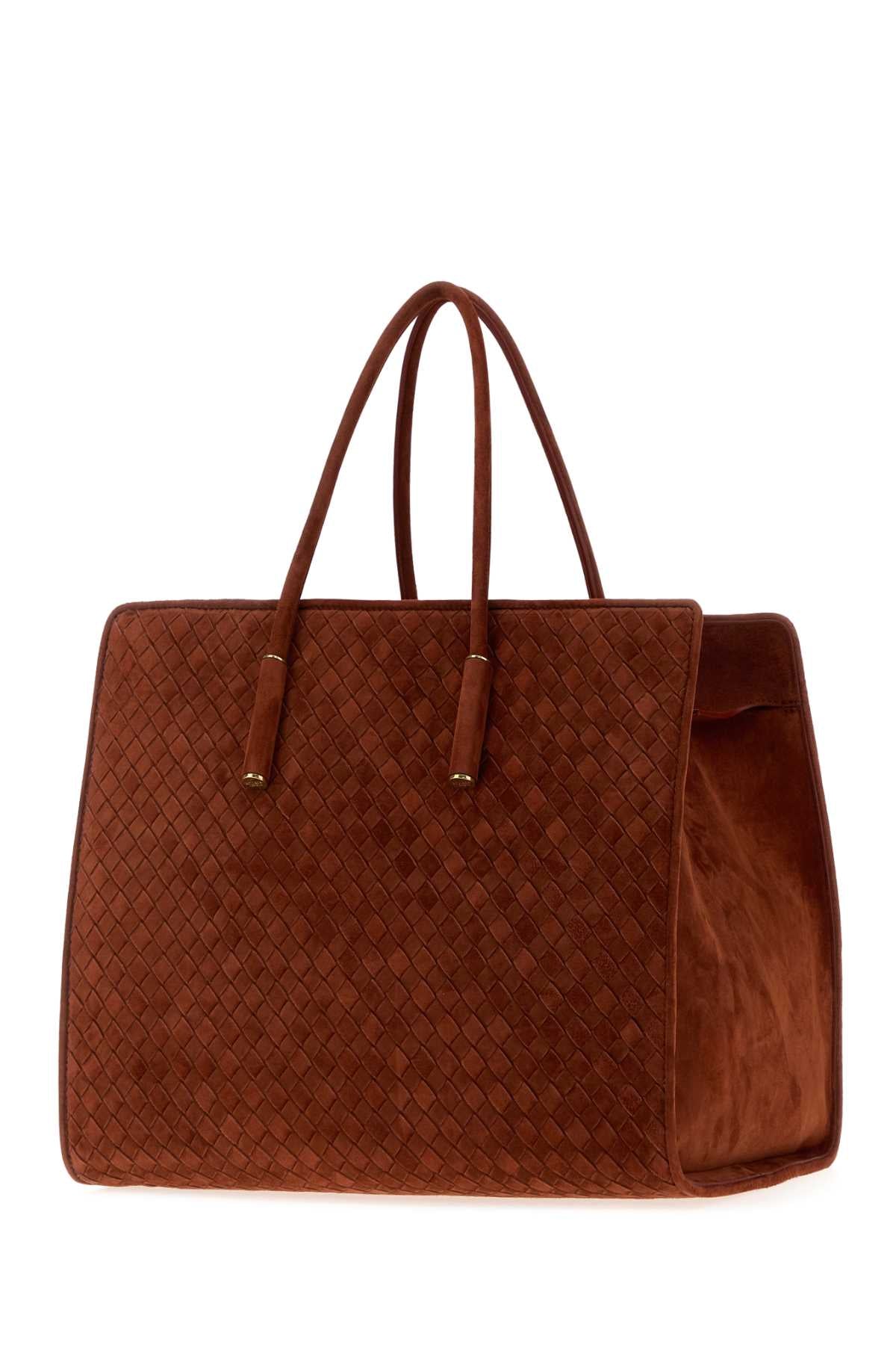 BOTTEGA VENETA Bottega Veneta Women Brown Suede Barbara Shopping Bag