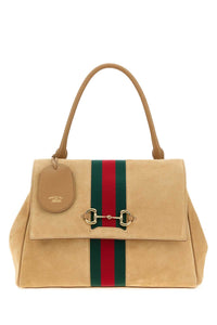 Gucci Women Beige Suede Medium Paparazzo Handbag