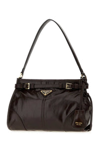 Prada Women Dark Brown Leather Prada Bonnie Shoulder Bag