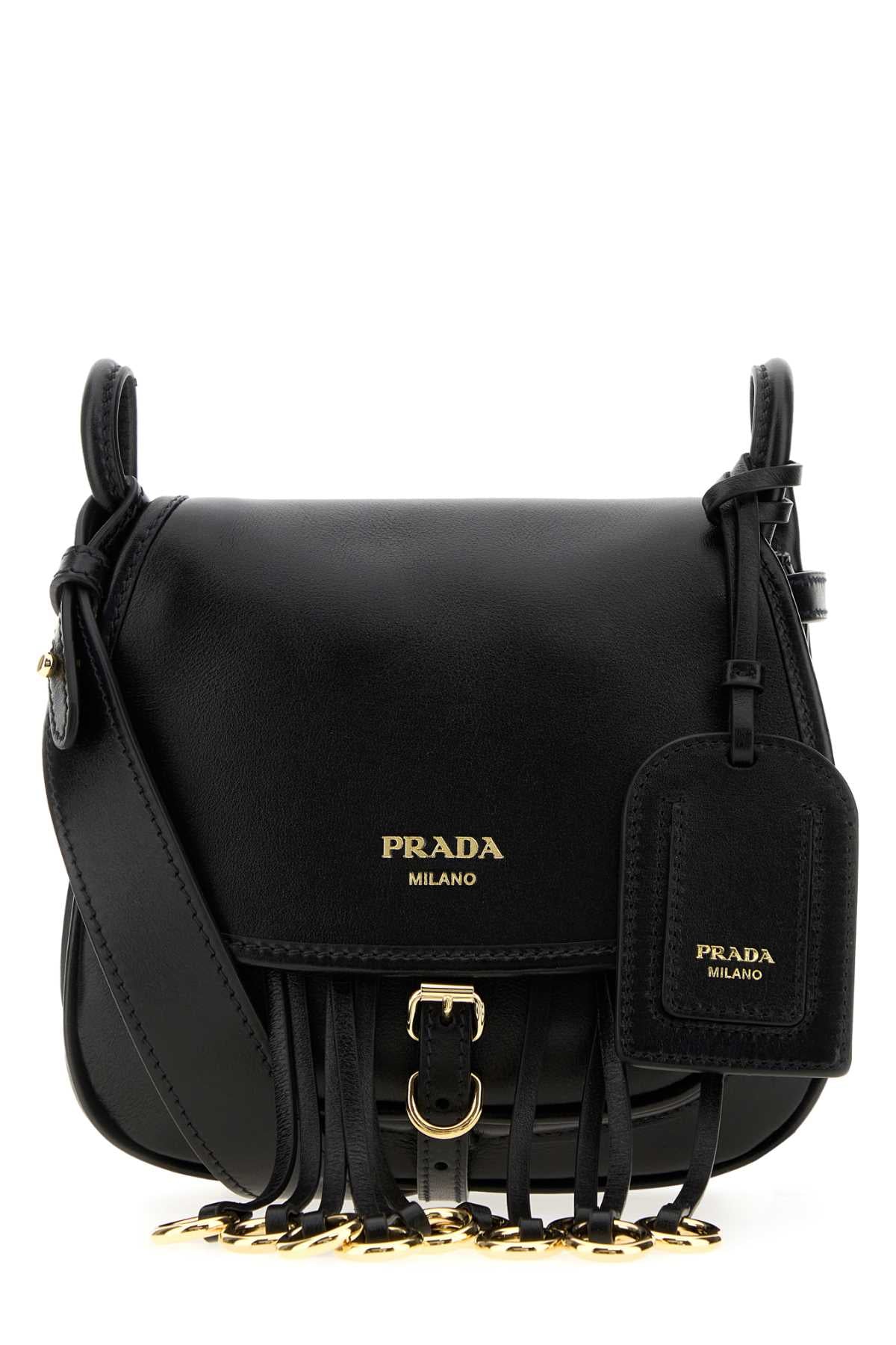 Prada Women Black Leather Crossbody Bag