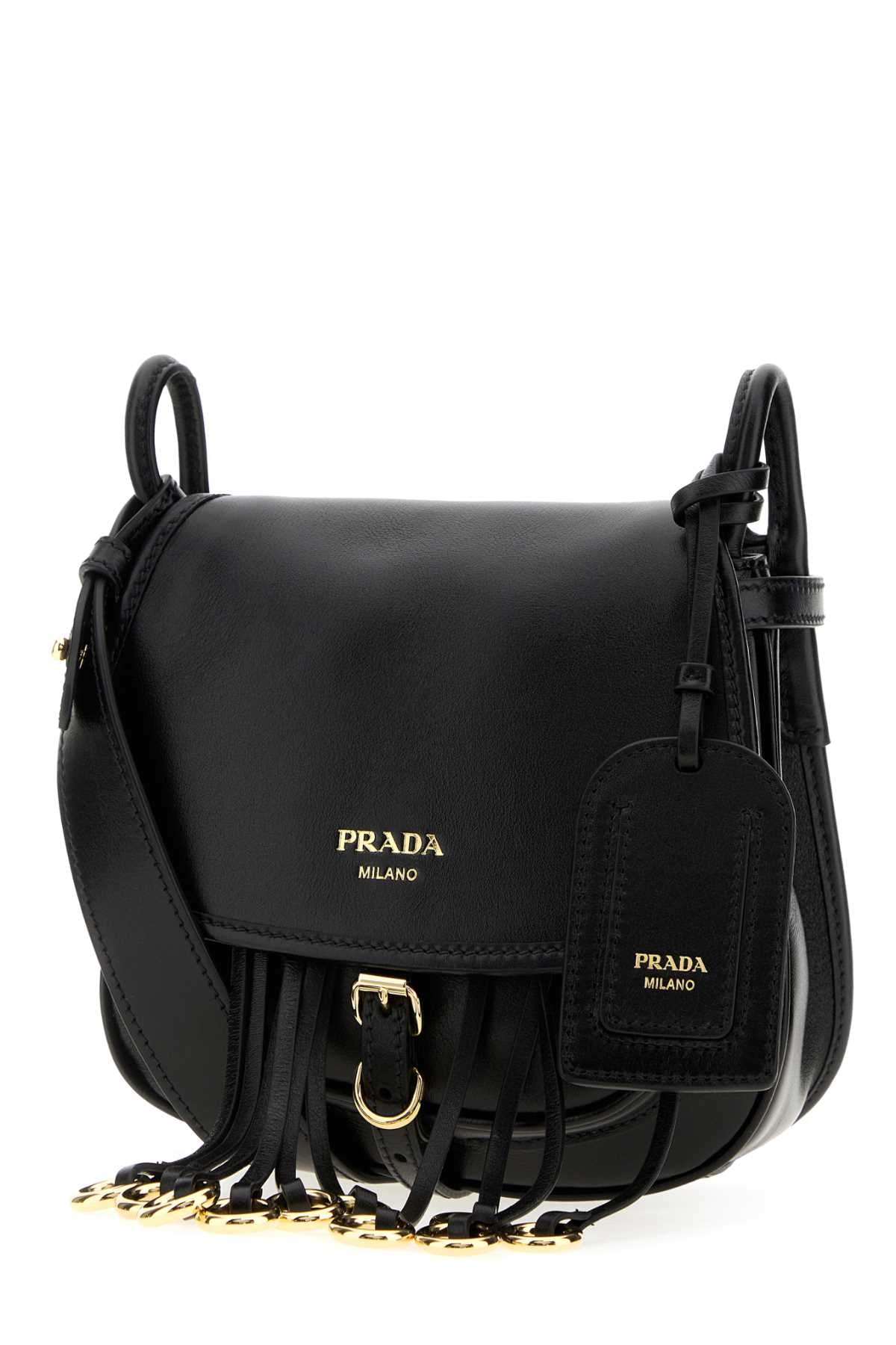Prada Women Black Leather Crossbody Bag