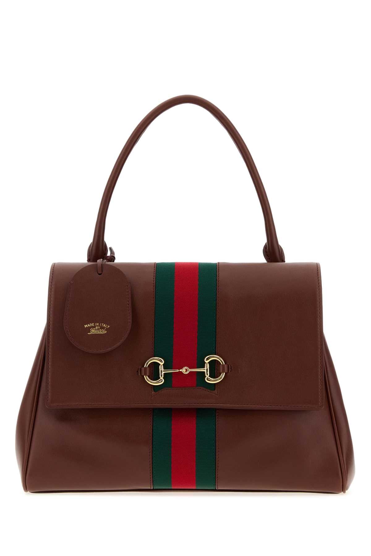 Gucci Women Chocolate Leather Medium Paparazzo Handbag
