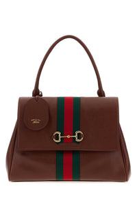 Gucci Women Chocolate Leather Medium Paparazzo Handbag