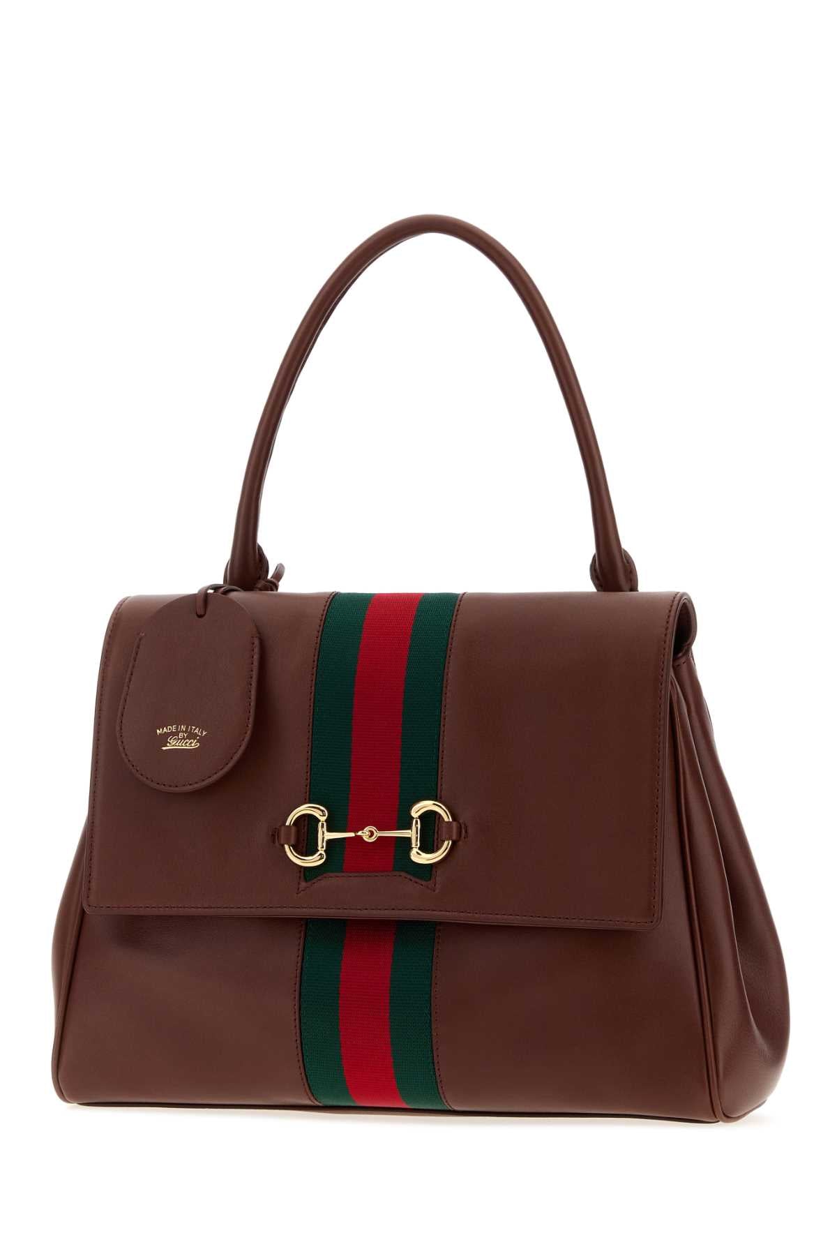 Gucci Women Chocolate Leather Medium Paparazzo Handbag